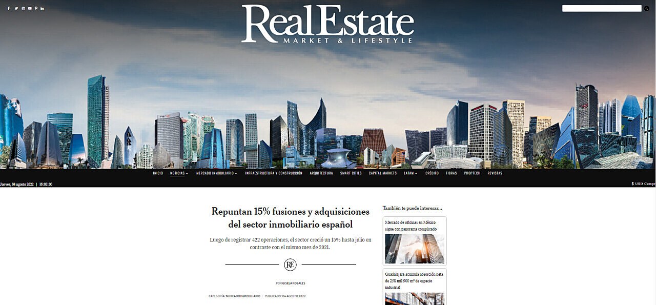 Repuntan 15% fusiones y adquisiciones del sector inmobiliario espaol